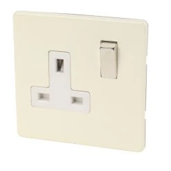 Varilight 13AX 1-Gang DP Switched Plug Socket White Chocolate With White Inserts