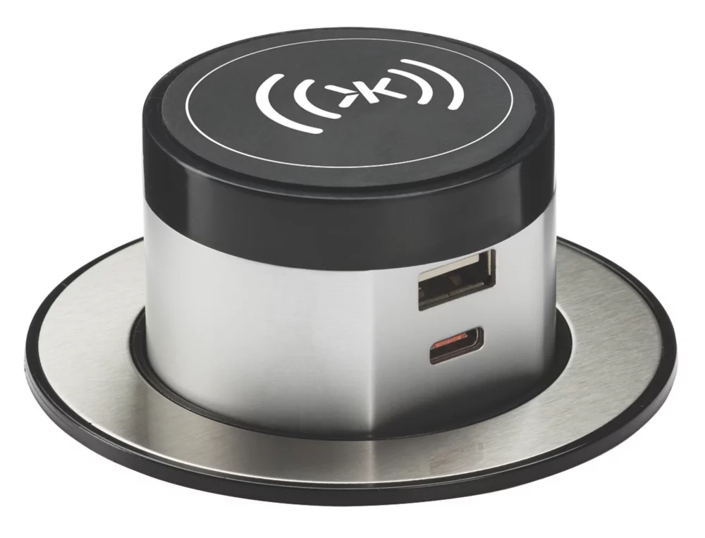 Knightsbridge SK0015 4.0A 2-Outlet Type A & C Pop-Up USB Charger Brushed Chrome - Image 2