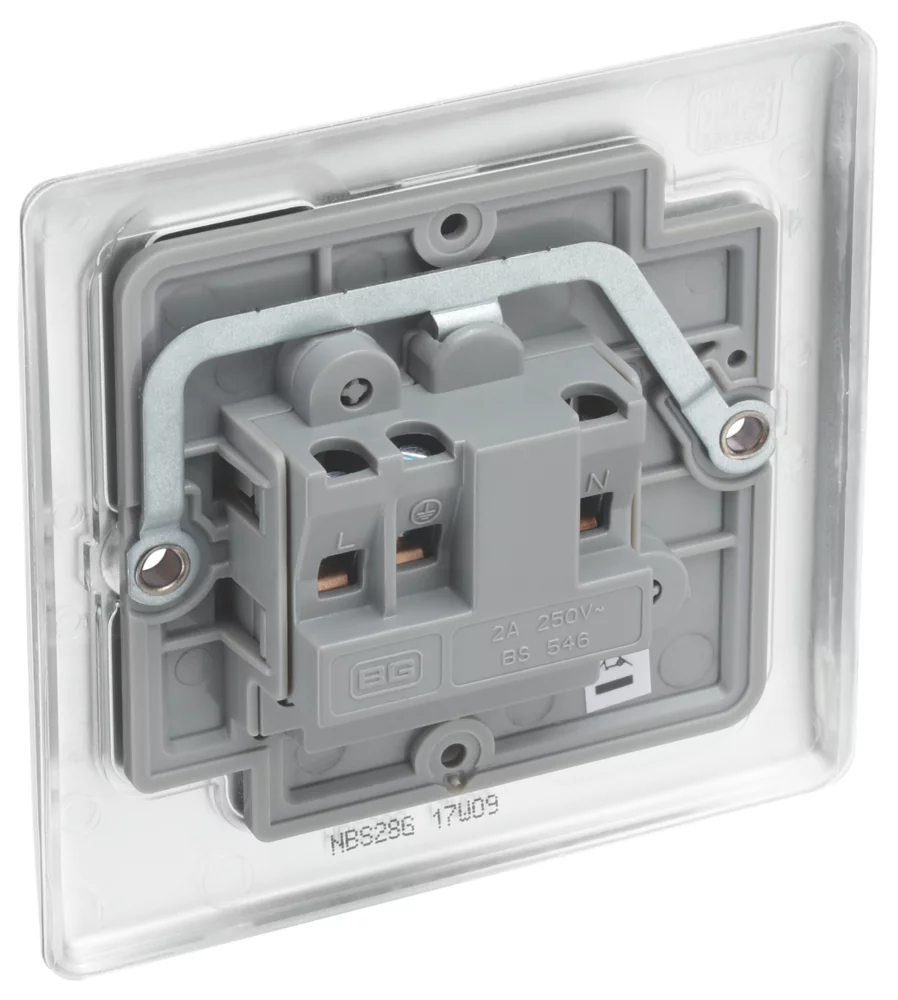 British General Nexus Metal 2A 1-Gang Unswitched Round Pin Socket Brushed Steel With Graphite Inserts - Image 3