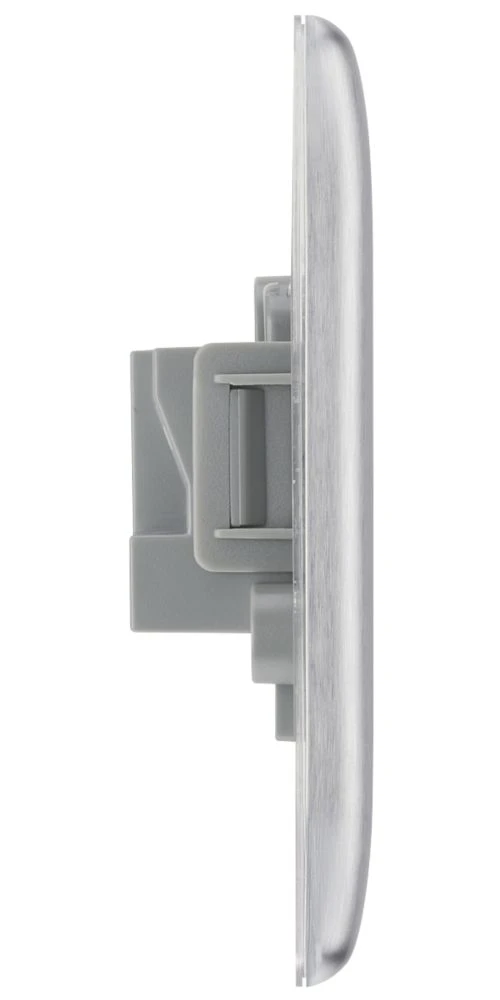 British General Nexus Metal 2A 1-Gang Unswitched Round Pin Socket Brushed Steel With Graphite Inserts - Image 4
