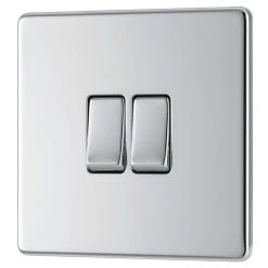 LAP 20A 16AX 2-Gang 2-Way Light Switch Polished Chrome