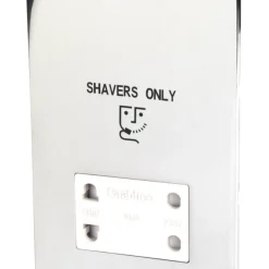Crabtree Platinum 2-Gang Dual Voltage Shaver Socket 115 / 230V Polished Chrome With White Inserts