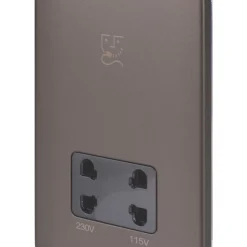 Schneider Electric Lisse Deco 2-Gang Dual Voltage Shaver Socket 115 / 230V Mocha Bronze With Black Inserts