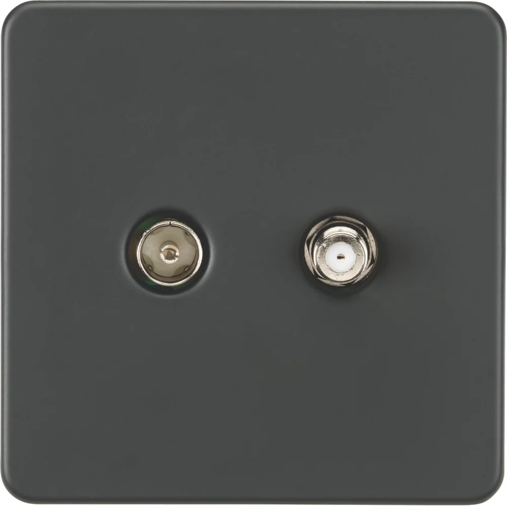 Knightsbridge SF0140AT 2-Gang Isolated Coaxial TV & F-Type Satellite Socket Anthracite