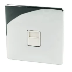 Crabtree Platinum Slave Telephone Socket Polished Chrome With White Inserts