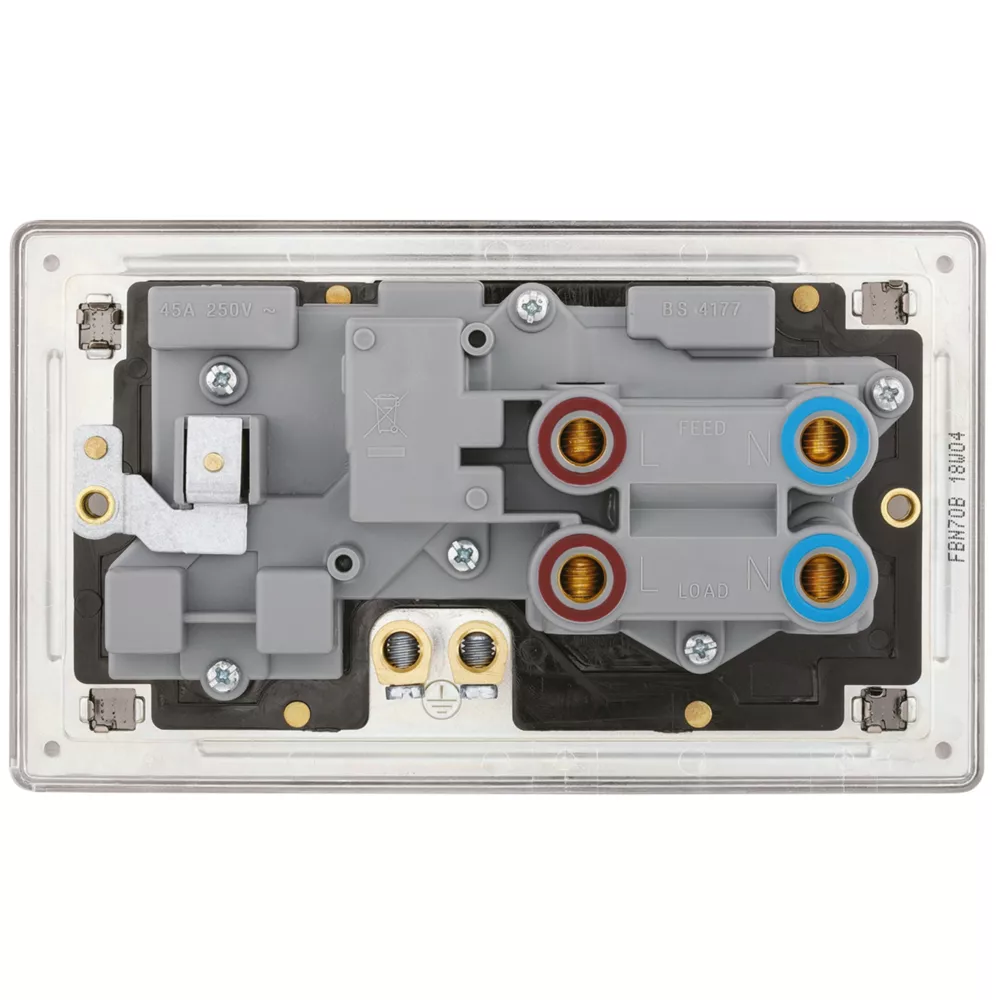 LAP 45A 2-Gang DP Cooker Switch & 13A DP Switched Socket Black Nickel With LED With Black Inserts - Image 4