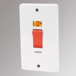 Crabtree Capital 50A 2-Gang DP Cooker Switch White With Neon