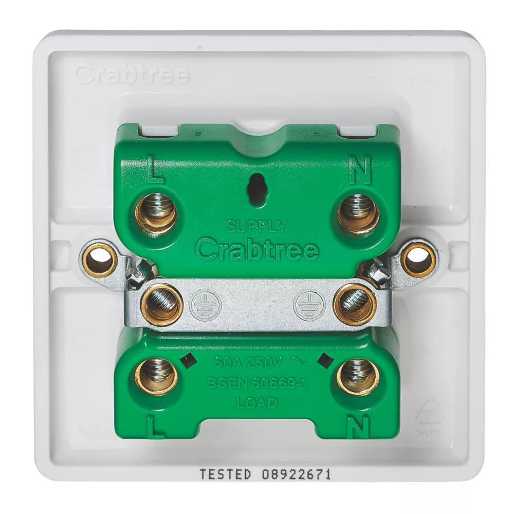 Crabtree Instinct 50A 1-Gang DP Control Switch White - Image 3