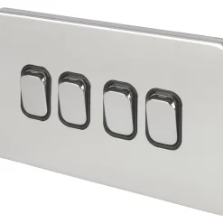 Schneider Electric Lisse Deco 10AX 4-Gang 2-Way Light Switch Polished Chrome With Black Inserts
